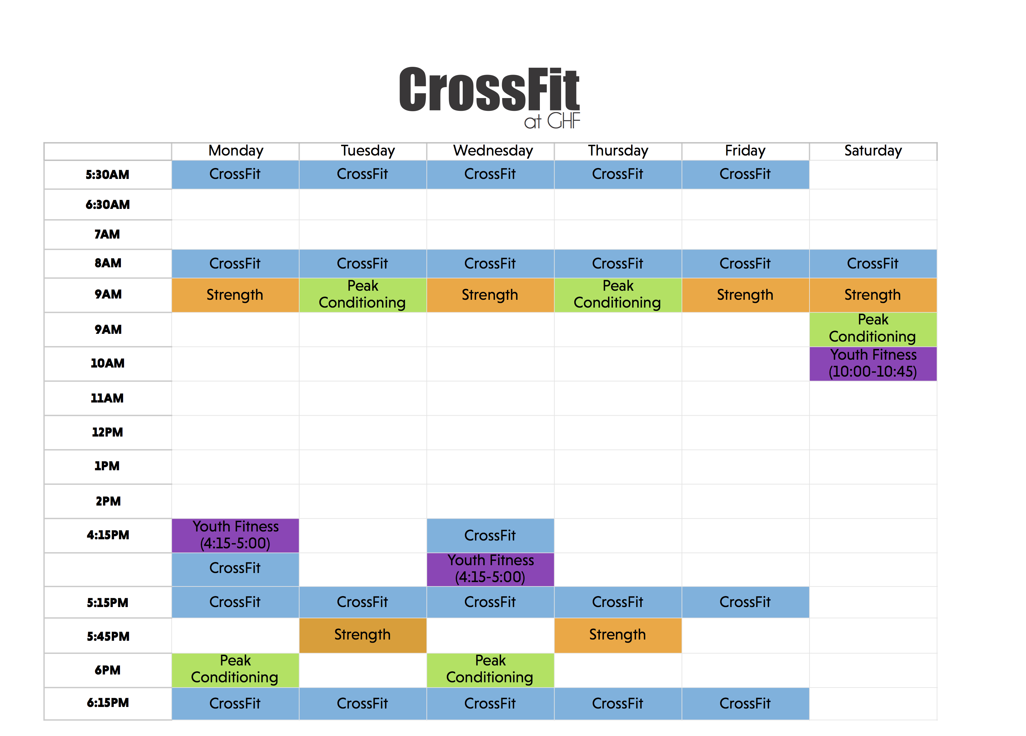 CrossFit Schedule Gainesville Health & Fitness